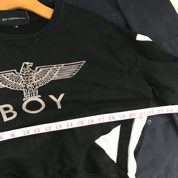 BOY LONDON Sweatshirt Color Block Long Sleeve Crop Pullover Womens S - Picture 7 of 11